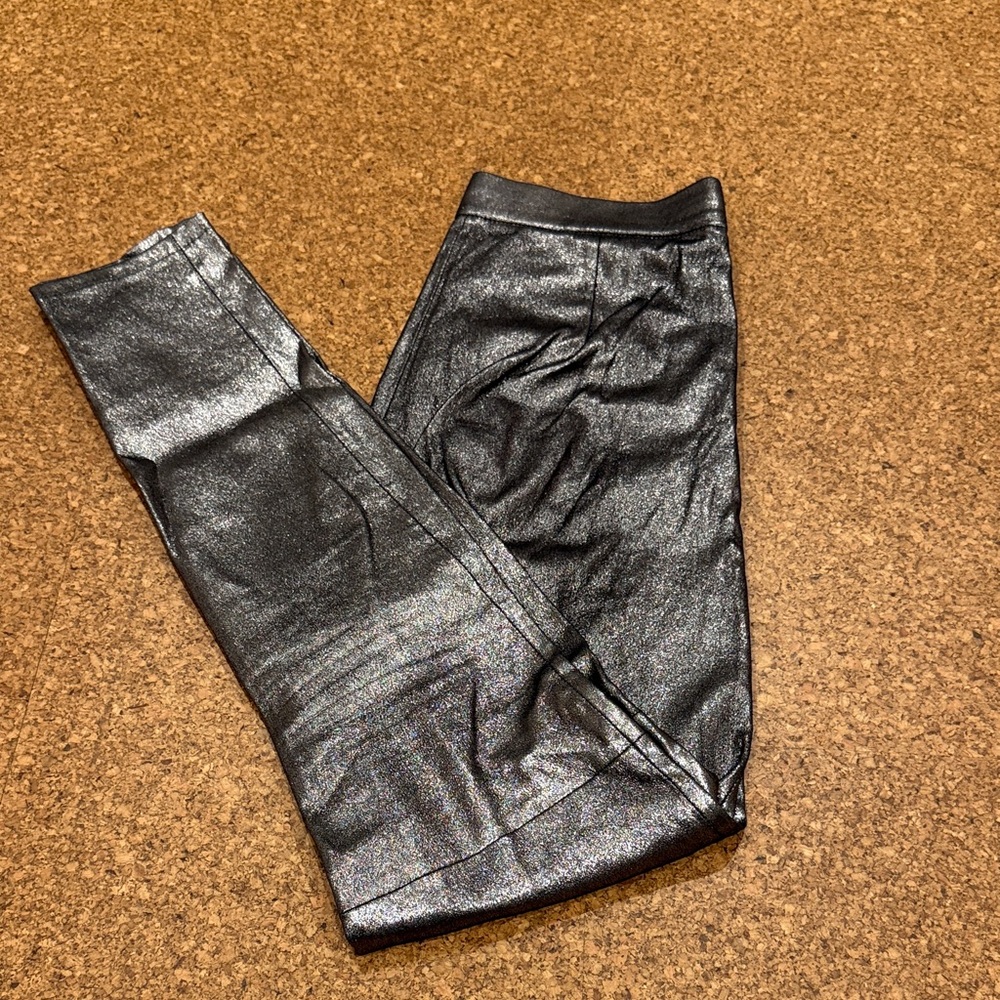 Gunmetal Metallic Leather Leggings